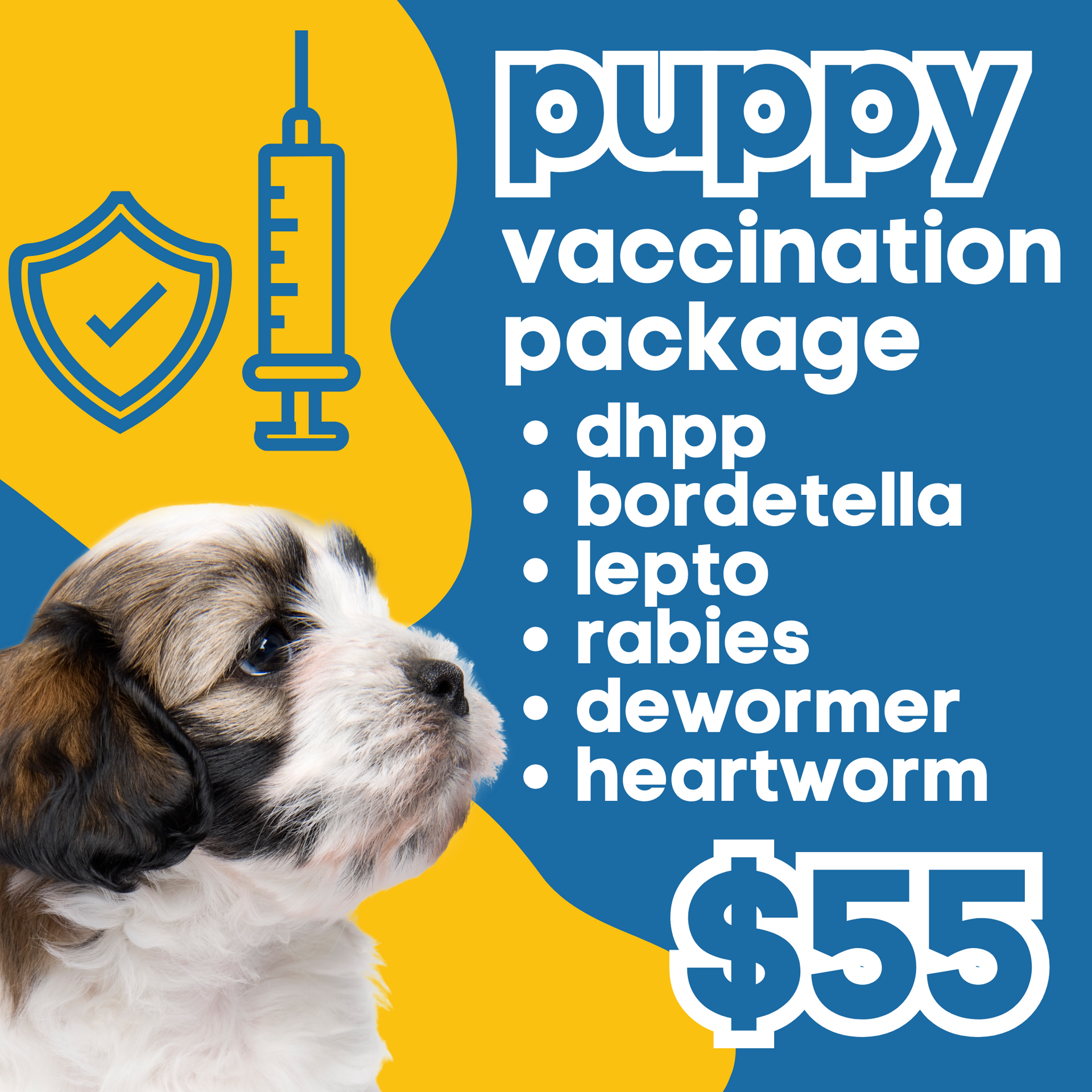 Puppy Vaccination Packages pop up pet vax